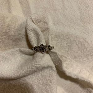 Silver Size 6 Ring with Light Blue Stones